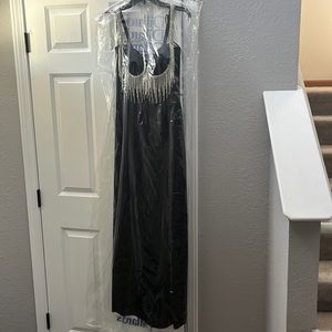 prom dress, worn this year, black and form fitting